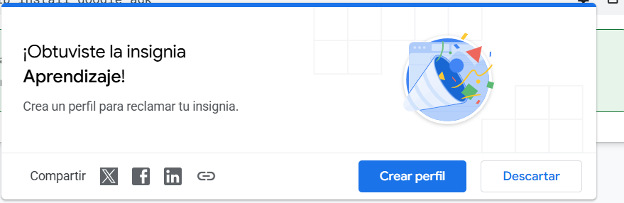 Completé actividades de aprendizaje en el ecosistema de desarrolladores de Google. #DevBadges developers.google.com/profile/badges…  cc/ <a href="/aaronthewarrior/">Aarón Guerrero</a>