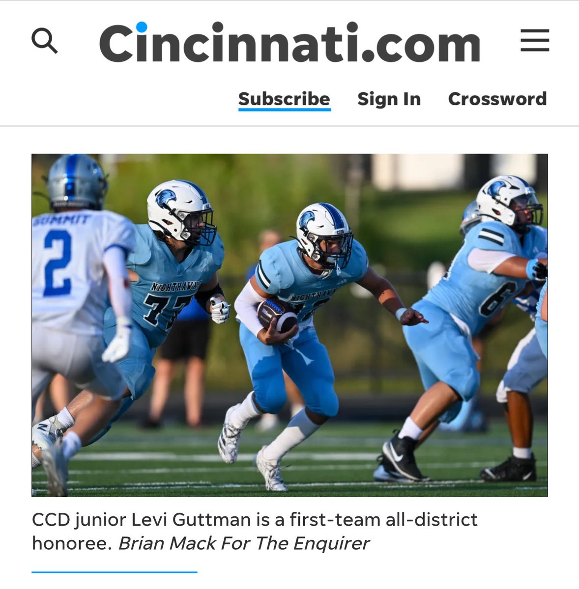 <a href="/Levi_Guttman/">Levi Guttman</a> c/o 2027 QB named First Team All District in The Cincinnati Enquirer. Great pic🔥🔥🔥 ⁦

<a href="/ENQSports/">Enquirer Sports</a> @jwebersports <a href="/mlaughman/">Melanie Laughman</a> <a href="/brianmack45/">brian</a>