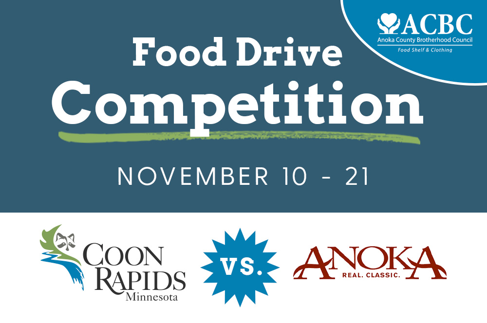 Coon Rapids vs. Anoka!

The goal of the Food Drive Competition is to see which city can collect the most pounds of non-perishable food for the ACBC Food Shelf. The competition runs Monday, Nov. 10 through Friday, Nov. 21. 

coonrapidsmn.gov/CivicAlerts.as…