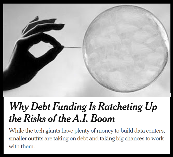 shashinetwork's tweet image. #AGoodRead #Why #DebtFunding Is Ratcheting Up the Risks of the #AI Boom
- While the tech giants have plenty of money to build data centers, smaller outfits are taking on debt and taking big chances to work with them
nytimes.com/2025/11/10/tec…
