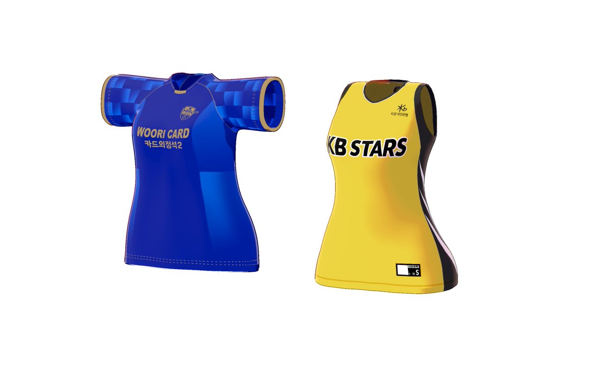 Binz_098's tweet image. 이번 SOOP에서 진행하는 우리카드/KB스타즈 공식 
스포츠 의상 모델링 제작해드렸습니다.
#SOOP #KB스타즈 #우리카드배구단