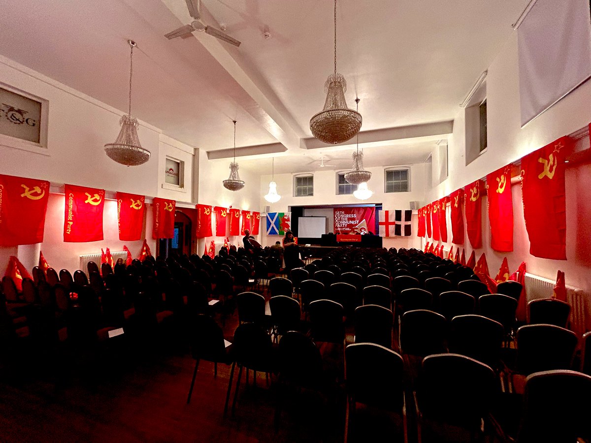 CPBritain's tweet image. Final touches before elected delegates enter the hall as the first session is due to get underway at our 58th All Britain Congress here in Yorkshire …  #CP58