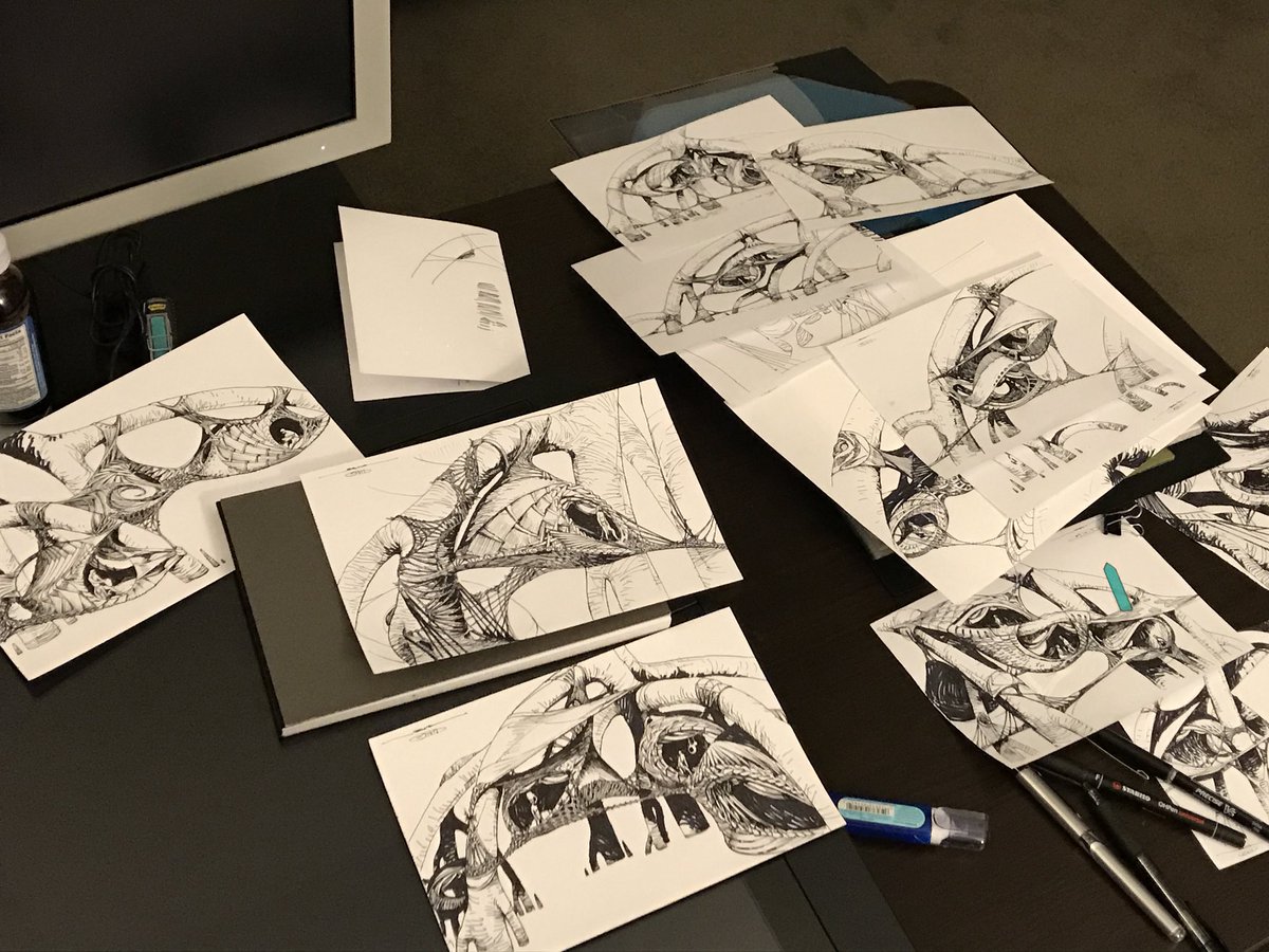 JonathanBach16's tweet photo. Here are more early sketches in ink &amp; pencil exploring Reef Marui architecture &amp; aesthetics. https://t.co/gfC3n7vLjM