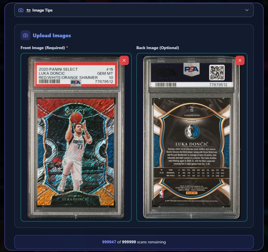 Slabtrack_io's tweet photo. Scan a slab, get all the details. In seconds. ⚡

1️⃣ Upload the front (and optional back) of your card  
2️⃣ SlabTrack’s AI reads the label + artwork  
3️⃣ We auto-fill player, set, year, parallel, team, condition, and grading info for you  

No more typing “2020 Panini Select Luka Dončić Red/White/Orange Shimmer PSA 10” by hand every time.

You just scan, review, and tap Add to Collection.

Which card would you scan first? 👇

#sportscards #basketballcards #lukadoncic #psa10 #cardcollector #cardshow #slabs #cardinventory #cardcollection #slabtrack
