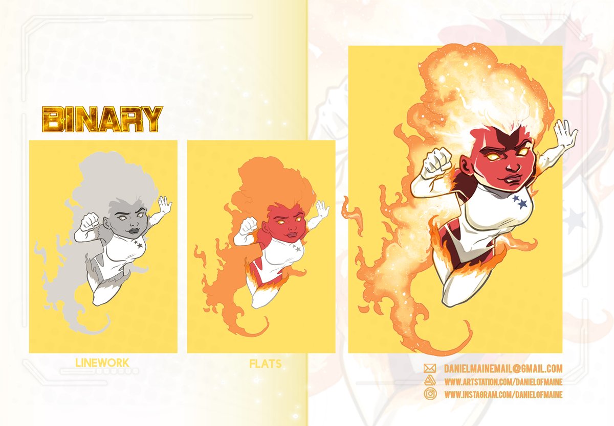 Danielofmaine's tweet image. Binary Sunset!
(Cartoon style linework)
#linework #binary #marvel #xmen