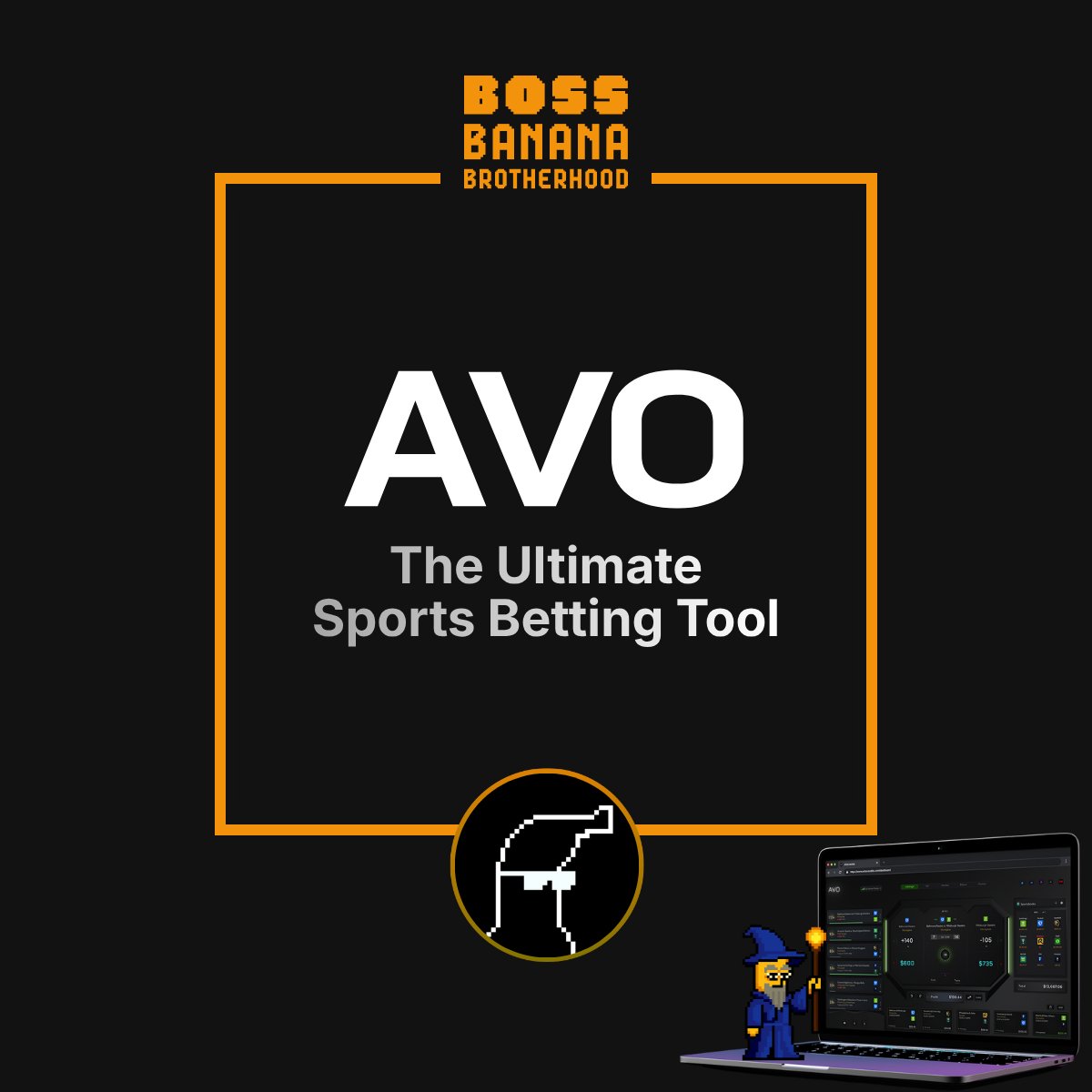 BossBanana_AI's tweet image. Boss Banana Brotherhood is proud to announce our partnership with @avodotbet - the platform that leverages sports arbitrage to stack the odds in your favor. 💰🍌

No more hoping. Just winning.  

All BBB NFT holders will receive a FREE 1-Month Subscription to the AVO platform……