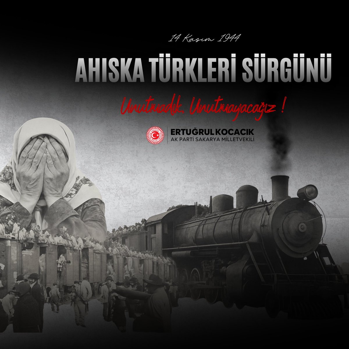 ertugkocacik's tweet image. 81 yıl önce Ahıska Türkleri’ne yaşatılan sürgün, tarihimizin en derin acılarından biri olarak hafızalarımızda yaşamaya devam ediyor.

Ahıska Türkü soydaşlarımızın çektiği çileyi de gösterdiği duruşu da asla unutmayacağız.

#AhıskaTürkleri
#14Kasım1944