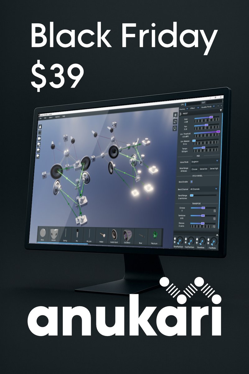 anukarimusic's tweet image. Anukari is on sale for $39 through December 4th for Black Friday! Try the demo or purchase at anukari.com