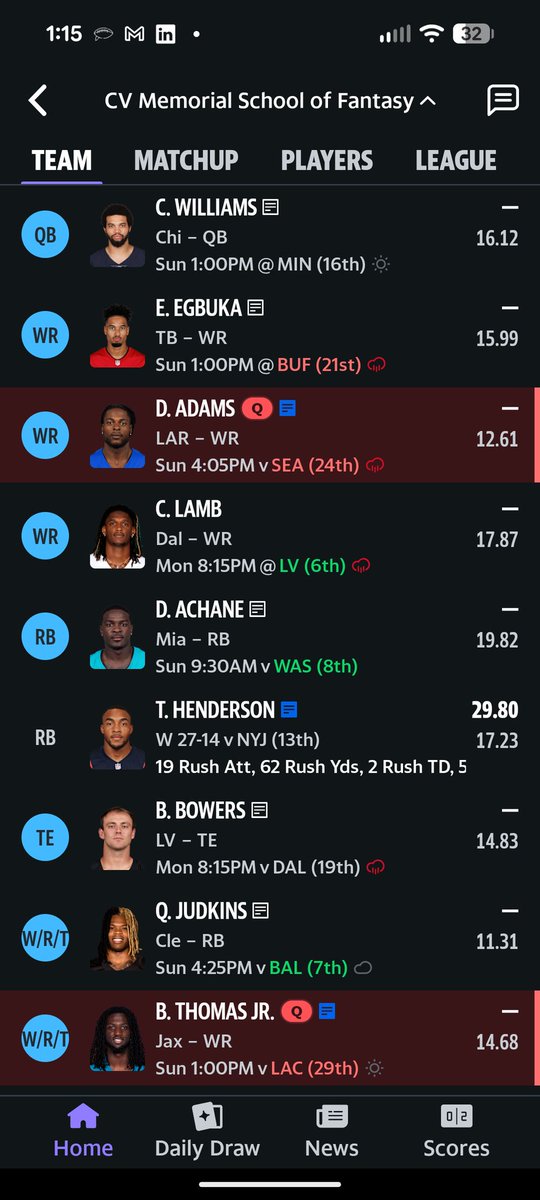 CodyGVance's tweet photo. @austinabbott Trade Tet McMillan for Aaron Jones? .5 ppr https://t.co/tclbgZFWOb