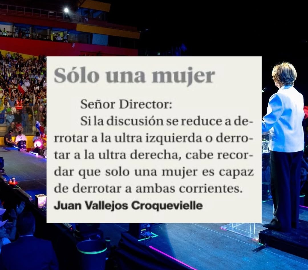 JaserTalcahuano's tweet photo. Comparto lo que menciona @JuanVallejosC
solo Evelyn Matthei puede derrotar a los extremos, unir con diálogo, tiene experiencia de Estado, buenos resultados y el carácter para los desafíos de Chile.
Vota inteligente.
Chile #UnSoloEquipo

#EvelynMatthei #chilegrandeyunido https://t.co/zhSi4mE9ms