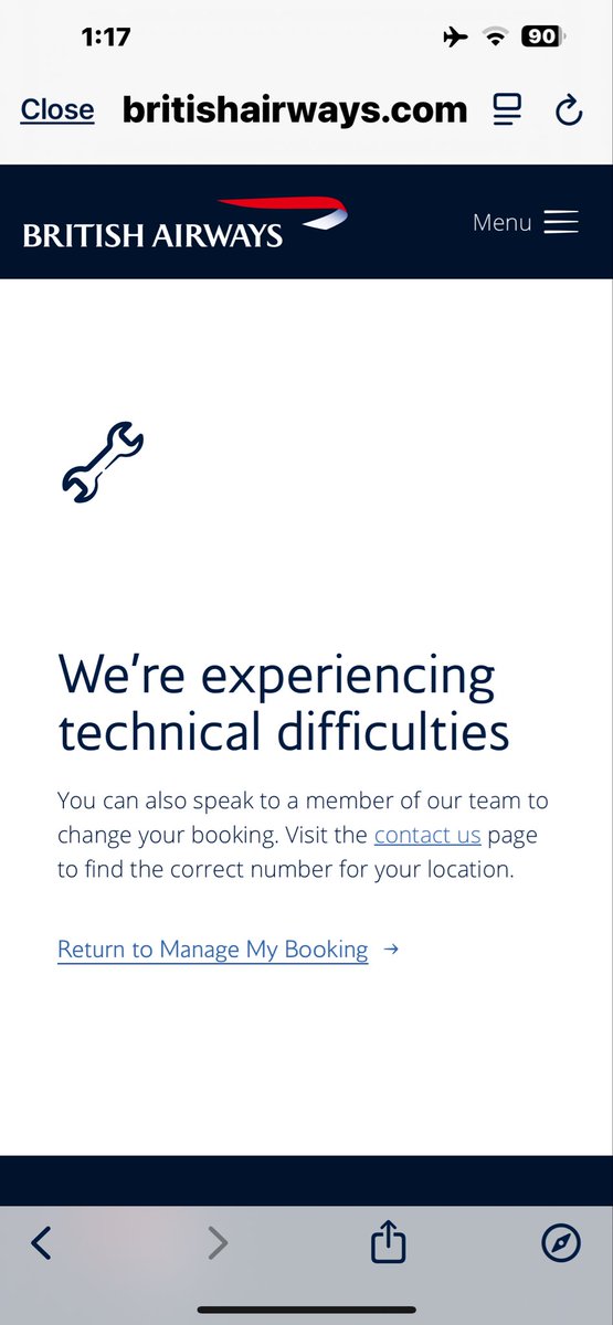 lalylu13's tweet photo. @British_Airways been trying for two days to change my flight online AND in the BA app— this is what comes up— https://t.co/vQygSVivqT