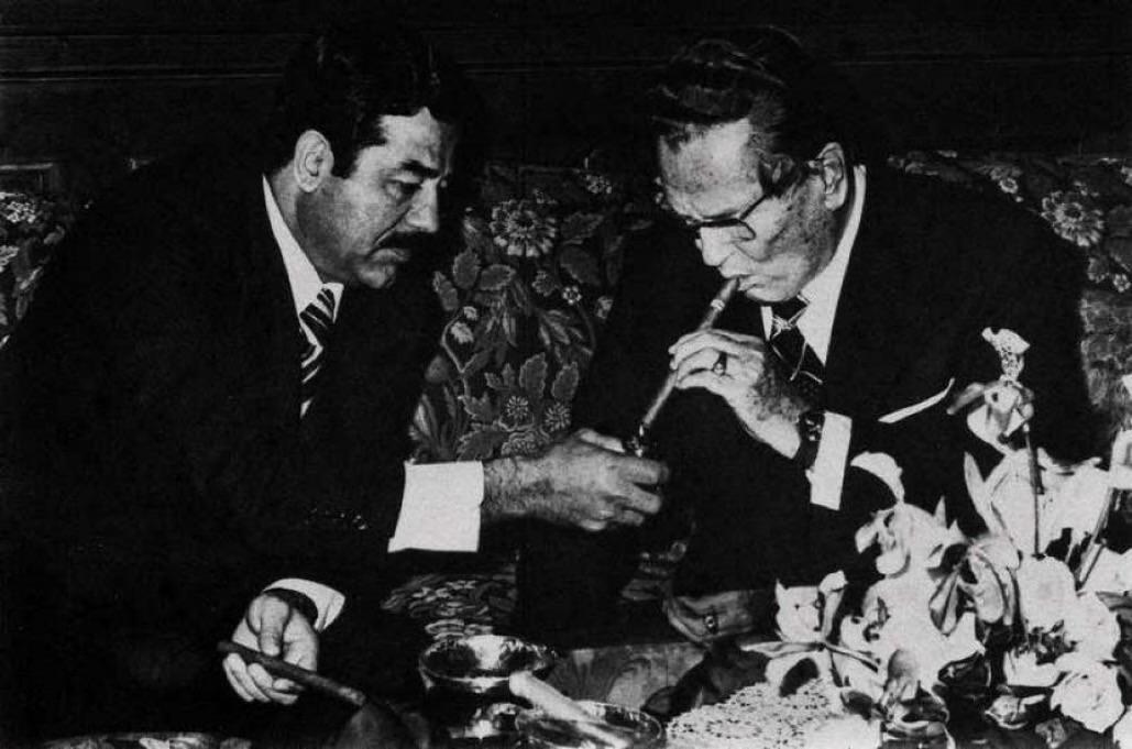 Tito and Saddam Hussein during a visit to Baghdad, Iraq in 1979.