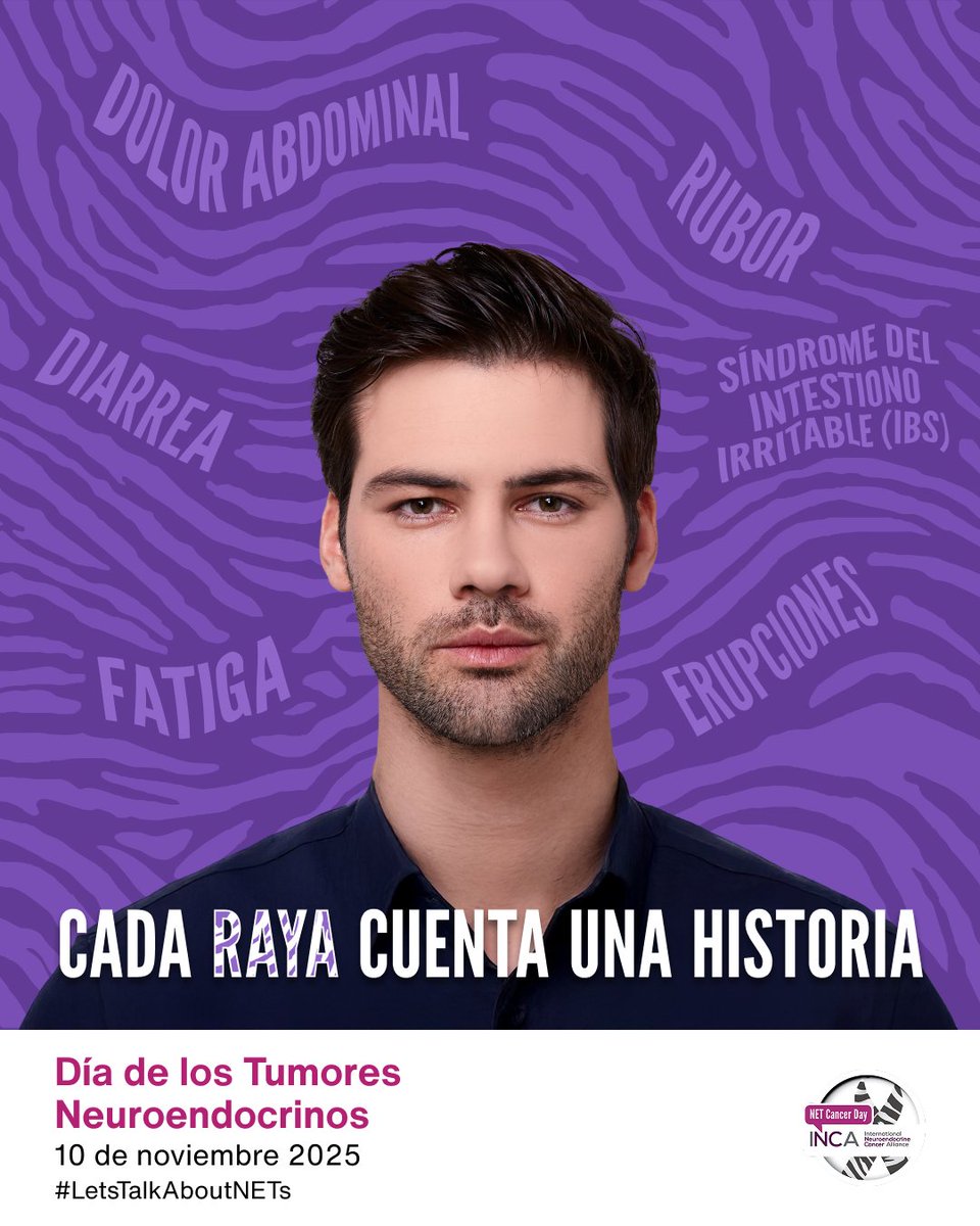 💜 Cada raya cuenta una historia.
En el #NETCancerDay recordamos que síntomas como rubor, dolor abdominal o fatiga pueden ser señales de tumores neuroendocrinos.

Hablar de ellos importa.

 #LetsTalkAboutNETs
#TumoresNeuroendocrinos #CancerAwareness #GISTChile