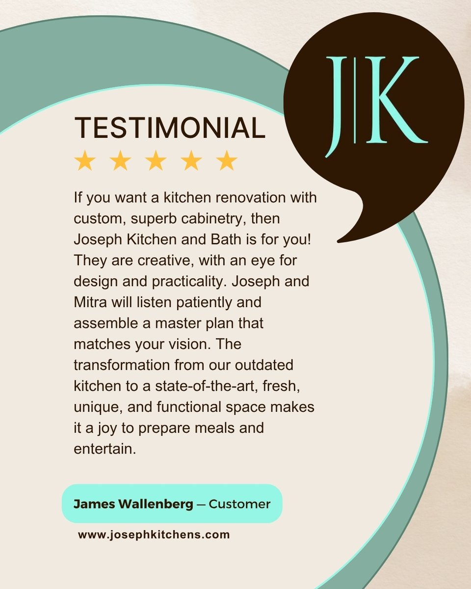 JosephKitchenON's tweet image. We’re #thrilled to hear how much you love your state-of-the-art #JosephKitchenandBath #transformation. Seeing your #outdatedkitchen turn into a #fresh, #functional, #joyfilledspace is exactly why we do what we do!🍽️
maps.app.goo.gl/eL8j8VMXYVDDm2…
#KitchenDesign #CustomCabinetry #Kitchen