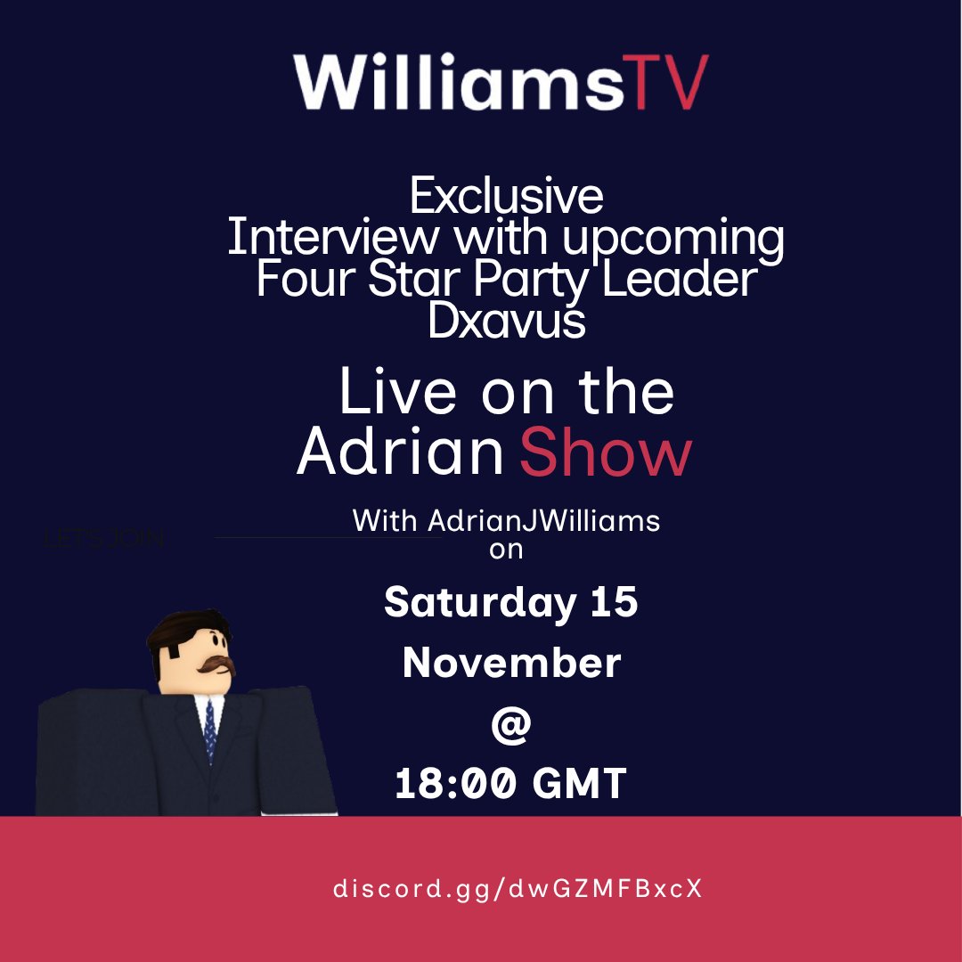 Our EXCLUSIVE interview with Dxavus, the leader of the upcoming <a href="/FourStarParty/">The Four Star Party</a>, TOMORROW has been postponed to 6 PM due to a conflict of commitments. Make sure to tune in to avoid missing out on this EXCLUSIVE insight into Britain's soon-to-be newest political party!