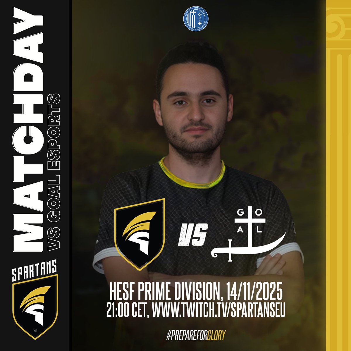 2 HUGE GAMES TODAY!
⚔️Matchday 02-03
📆14/11/25
🆚<a href="/teamglory2025/">Team Glory</a>, <a href="/GoalesportsGR/">GOAL_esportsGR</a> 
🏆<a href="/hellenicesf/">hellenicesf</a> Prime Division
⏰20:00 CET
🎙️twitch.tv/hellenicesport…, twitch.tv/spartanseu
#PrepareForGlory
#gaming #esports #lol #lolesports #leagueoflegends