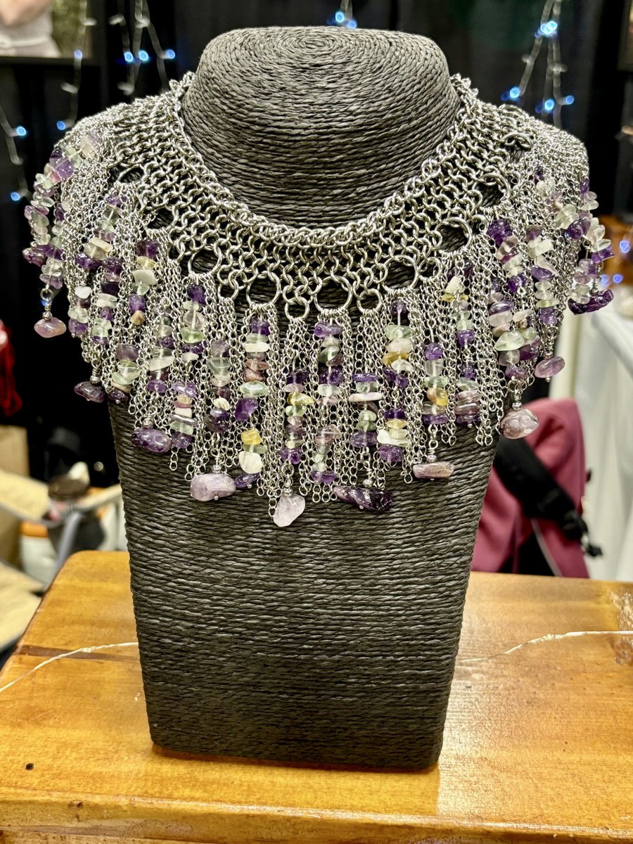 badtabbydesigns's tweet photo. Still the star of my booth—but I’m excited for the day it sells. Designing its successor will be a fun challenge I can’t wait to take on.#Chainmail #JewelryDesign #BadTabbyDesigns https://t.co/VU84RZTflI