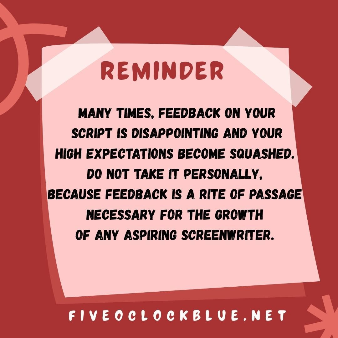 scriptcat's tweet image. Screenwriting survival tips for today… 

Do not be afraid of feedback. It’s all part of the process to growing as a screenwriter.