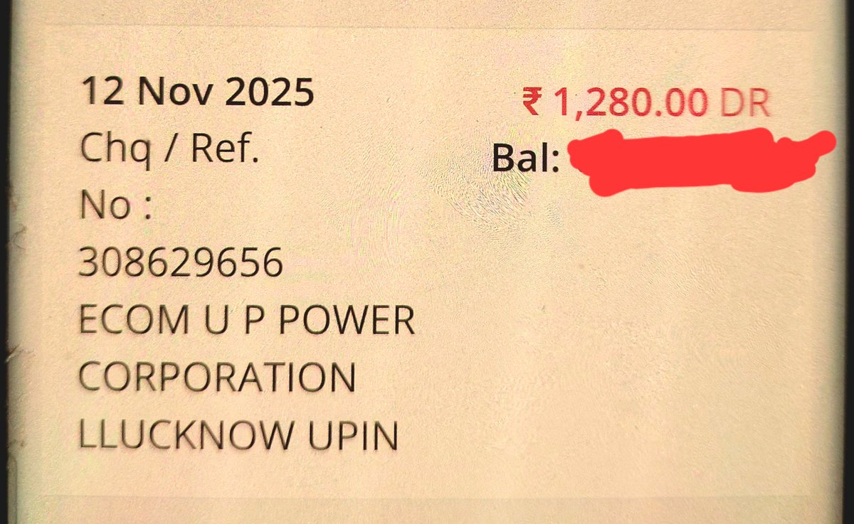 SardarPatelG's tweet photo. @UPPCLLKO 
@mvvnllesatrans
@AKSharmaOffice
I paid the electricity bill for the month of November for my consumer number 6515465032 through UPPCL Consumer app on 12-11-2025 ref. no. 308629656 but the bill is showing pending on the app,
please take cognizance https://t.co/MrAyH82PPS