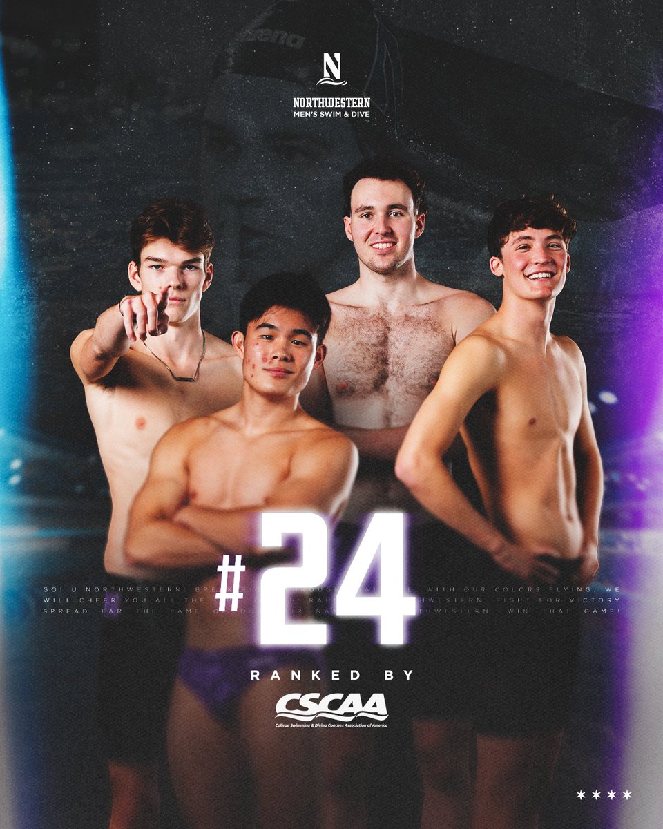 ‘Cats are Climbing! 📈

The Northwestern Men enter the CSCAA Rankings at #24‼️