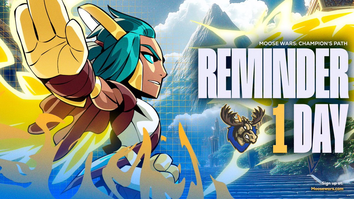 There are less than 24 hours left 
before we start our Champions Path Weekend 👑

💰 $1,000 Overall prize pool!👀
📅 November 15-16th @ 2pm EST
⚔️ Powered by <a href="/ProBrawlhalla/">Brawlhalla Esports</a>

Signup for FREE:
moosewars.com/ChampionsPath

 #MooseWars #BrawlhallaSponsored #Brawlhalla