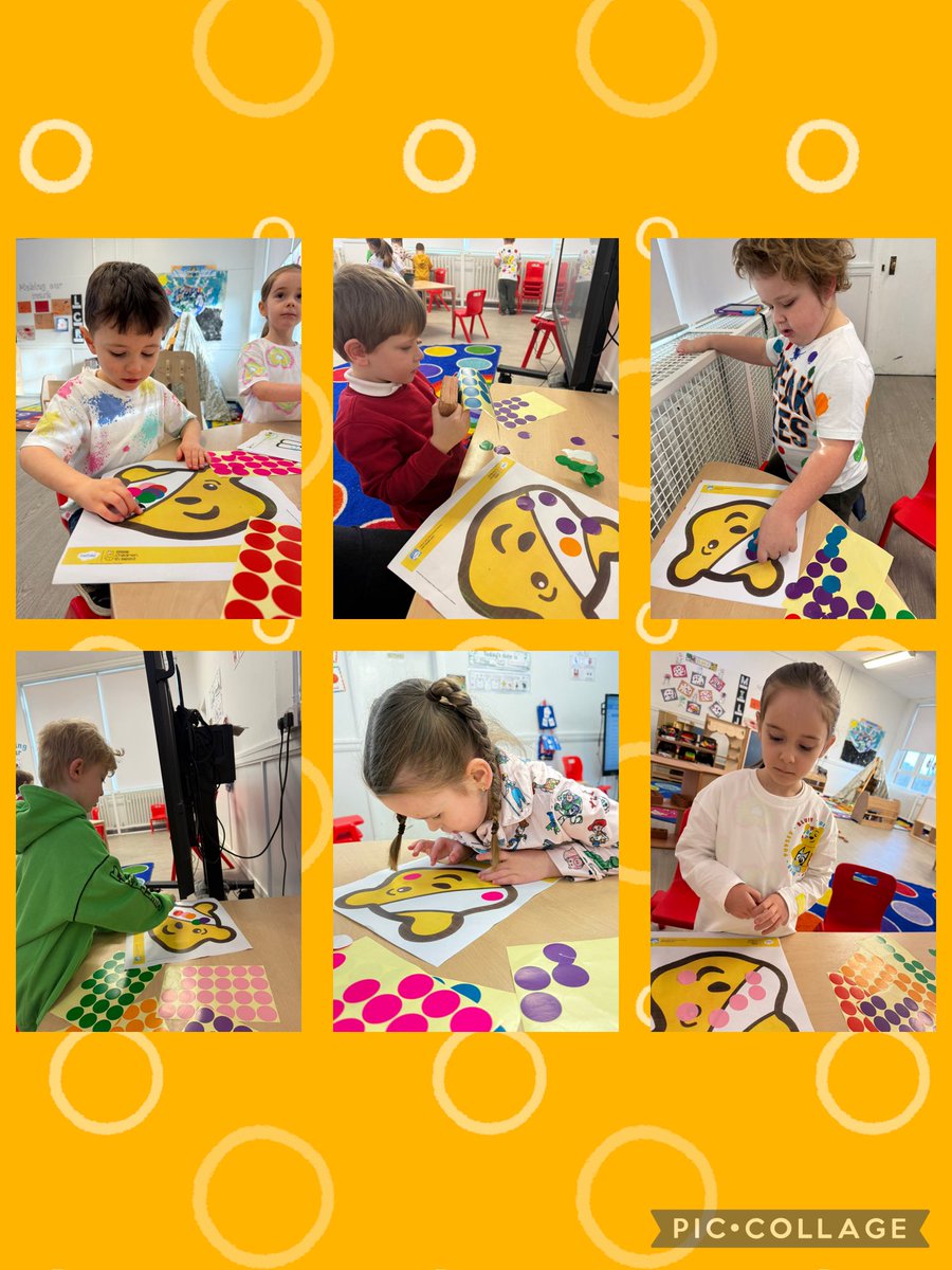 We had so much fun today. We took part in lots of fun Children in Need activities. We put spots on Pudsey’s bandana, coloured Pudsey and explored with our Pudsey sensory tuff tray.