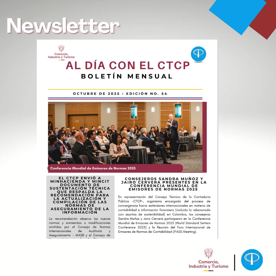 Consulta el newsletter No. 54 del #CTCP, boletín mensual que reúne la principal información institucional de octubre de 2025.   bit.ly/4qWyFiO