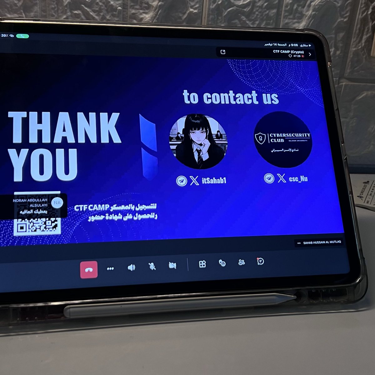 RMOY84's tweet image. انطلقت اليوم في معسكر الـ CTF 🔐🔥. 
أول تدريب كان عن التشفير، 
والمقدمة سحاب كانت ممتعة ومُلهمة!
جاهزة للغوص أعمق في عالم السايبر ✨
#CTF #تشفير
 @Csc_Nu 
@itSahab1