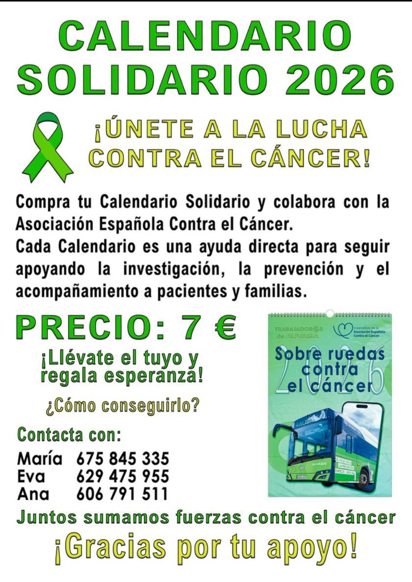 auvasero's tweet photo. CALENDARIO SOLIDARIO 2026.
#Auvasa No te quedes sin el. https://t.co/LNOXwdtTOk