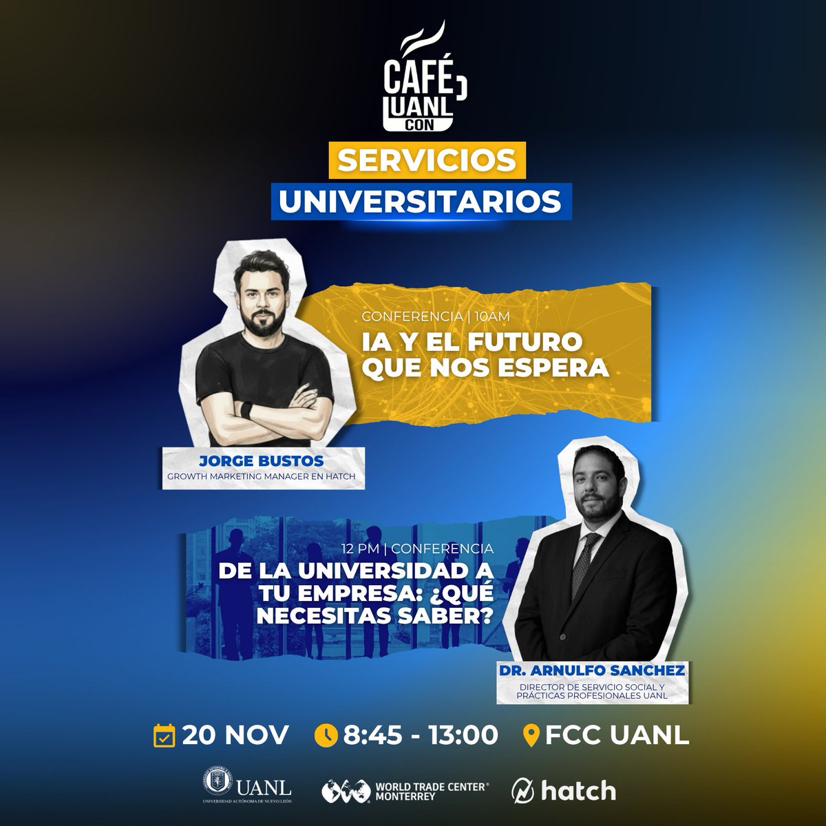 ¡Toma nota, PyME! 🗒️✏️

En el Café UANL con Servicios Universitarios descubrirás cómo innovar con IA, y lo que necesitas saber para integrar talento universitario a tu empresa.

📅 20 de noviembre | 8:45 a.m. – 1:00 p.m.
📍 FCC UANL

¡Regístrate aquí! 👉🏼
wtcmonterrey.wixsite.com/eventos-wtc/de…