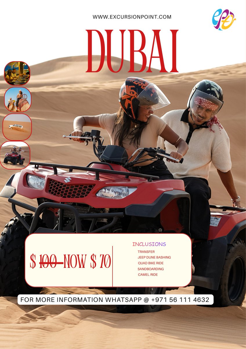Excursion_point's tweet image. Dubai’s Most Exciting Ride — Quad Bike Experience!

🌐 Website:excursionpoint.com
💬 WhatsApp: wa.me/971561114632
