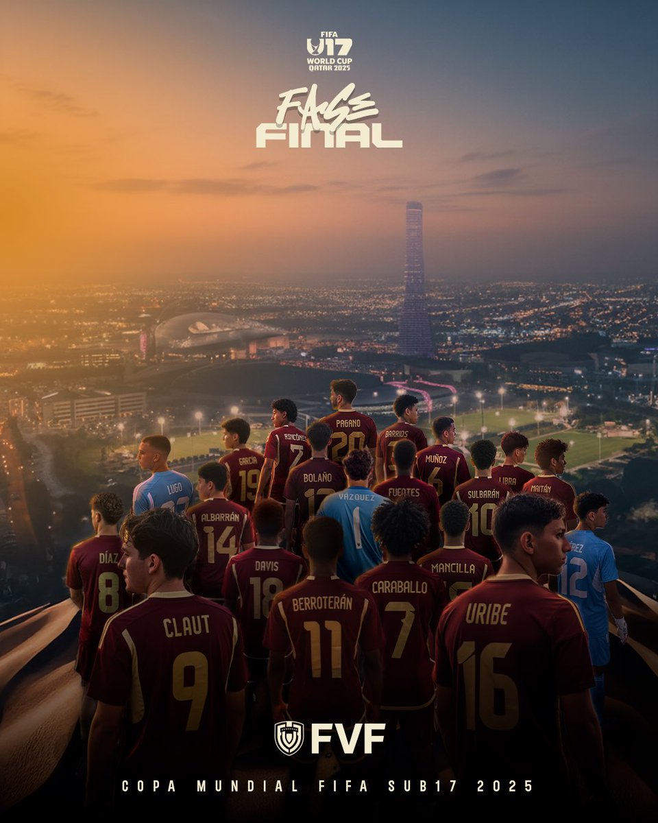 Creemos en lo que 𝒔𝒐𝒎𝒐𝒔  🇻🇪

El 𝑪𝒐𝒓𝒂𝒛𝒐́𝒏 𝑽𝒊𝒏𝒐𝒕𝒊𝒏𝒕𝒐 siempre presente en el camino ❤️‍🔥

#U17WC #VinotintoSub17