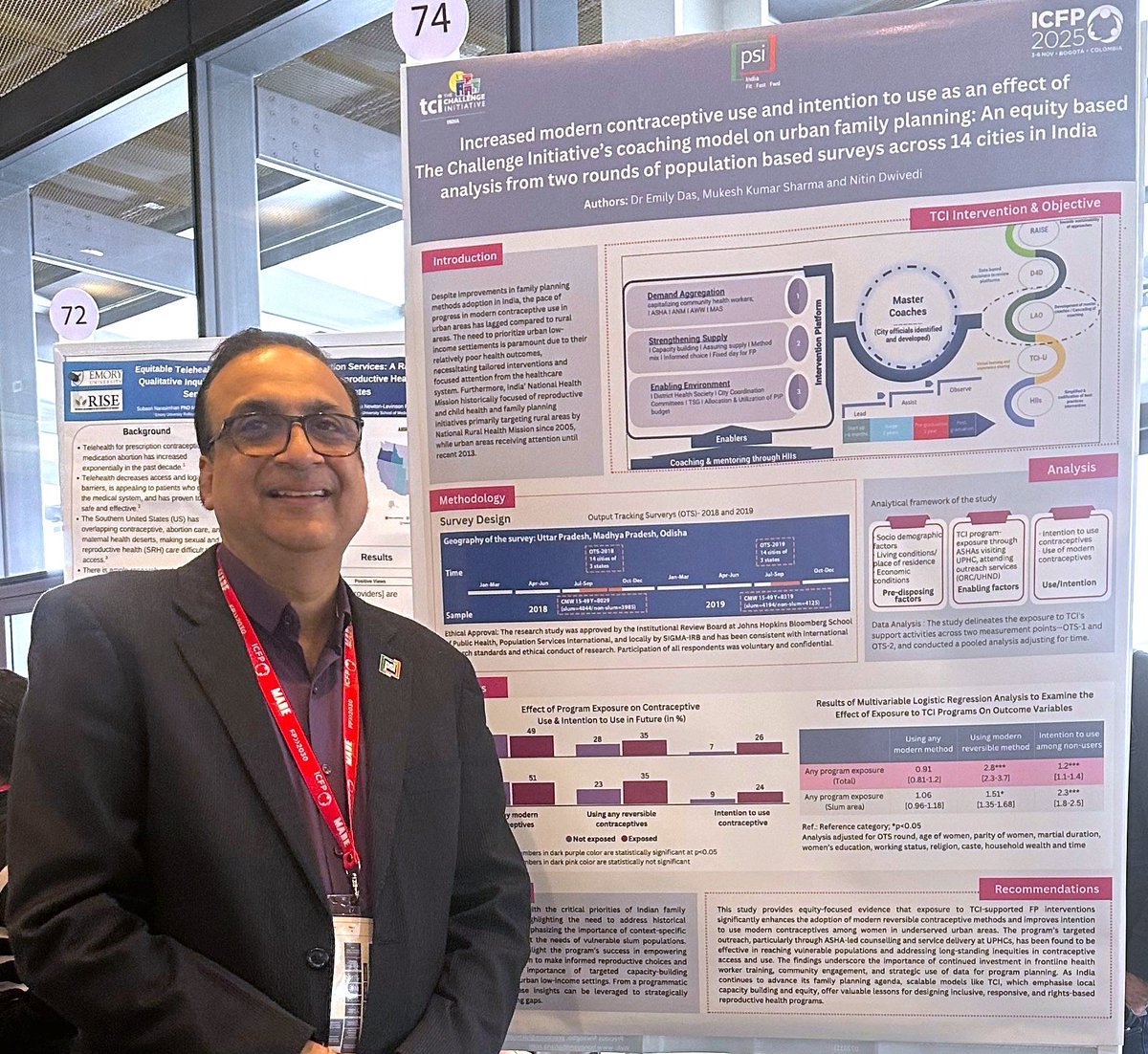 PSIIndia's tweet photo. #ICFP2025 #Bogotá #Colombia: PSI India shared findings from two population-based surveys demonstrating how its coaching model under TCI India has led to increase in modern contraceptive use and intention to use in urban India.

@BayerIndia  @BMGFIndia  @tciurbanhealth  @GatesJHU  @HCL_Foundation  @kenvue  @educate_girls  @SBI_FOUNDATION  @Genpact  @tatatrusts  @cii4nr  @CIFFchild  @EliLillyandCo  #PSIIndia

#FamilyPlanning #IntensionToUse #CoachingAndMentoring #HealthSystemsStrengthening