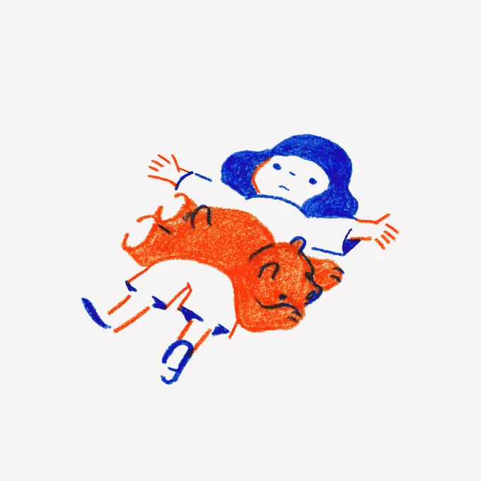 小さく描いていた絵を 少し大きく描き直しています 仕上げると(デジタルだと) どうしてもやわらかさと大好きな赤青鉛筆の色合いが残りにくくて、「原画を見てもらいたいなあ」と思うことが増えました 近くで見ていただける機会ができるように活動したいです 左:大きな絵にしています 右:この絵