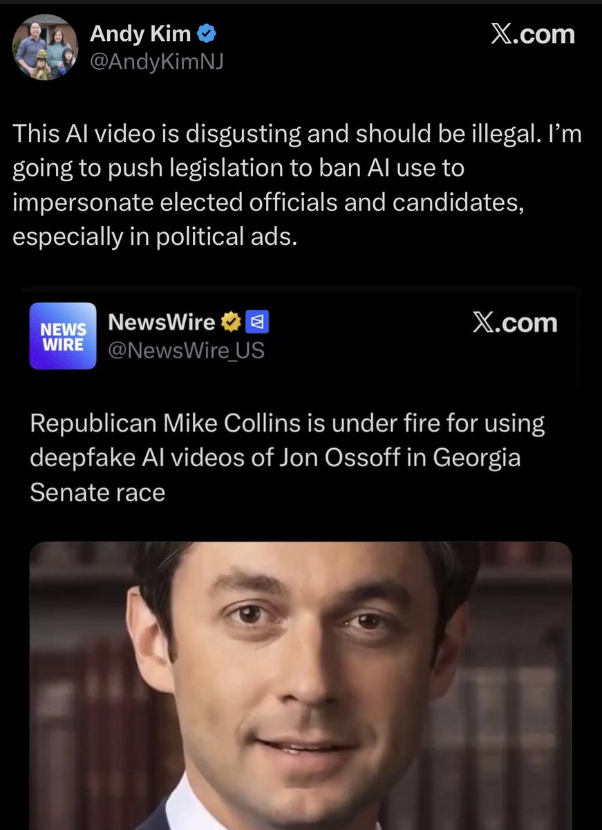 RonFilipkowski's tweet image. Both parties should support this. Using AI to generate a video of a candidate saying something he didn’t say should be illegal. Especially since many voters think it is real. I will condemn any candidate from either party who does this.