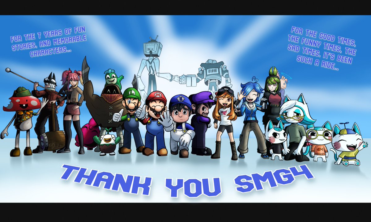 ColorDrake's tweet photo. "Thank you SMG4."
For the past 7 years of knowing their Youtube channel, I've had a blast watching their content, drawing fanart, participating in their collab. Though I'm sad to see them go, I'm happier to have witnessed their journey. Thank you, Luke Lerdwichagul. #smg4 https://t.co/HNv4Eqiplt