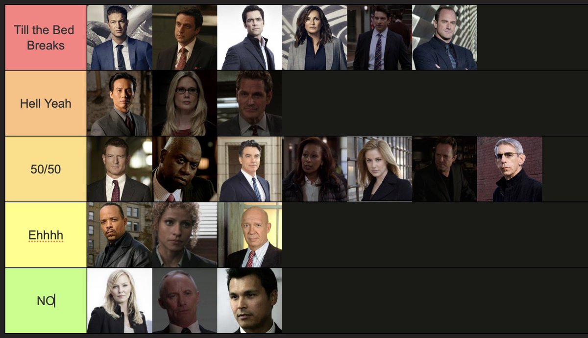SVU - Ranking who I'd sleep with <a href="/chaoticavi/">avaitorr (🔪BARSON WARRIOR 🗡️)</a> #svu #ranking #tiermaker