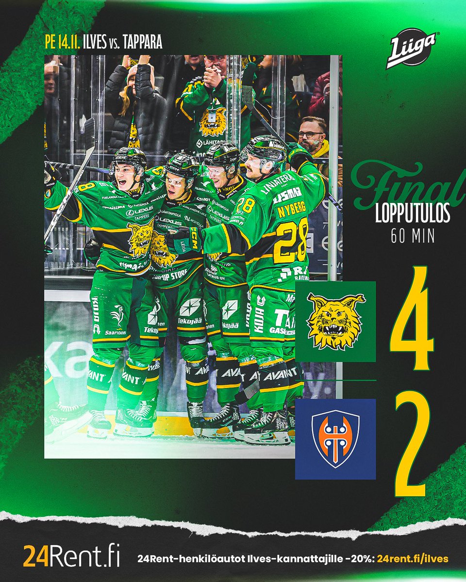 ilveshockey's tweet photo. TAMPEREEN YKKÖNEN! 💛💚

🚗 24Rent-henkilöautot -20%: https://t.co/dpdLM08uC2

#Ilves #Liiga https://t.co/wnLORIFolb