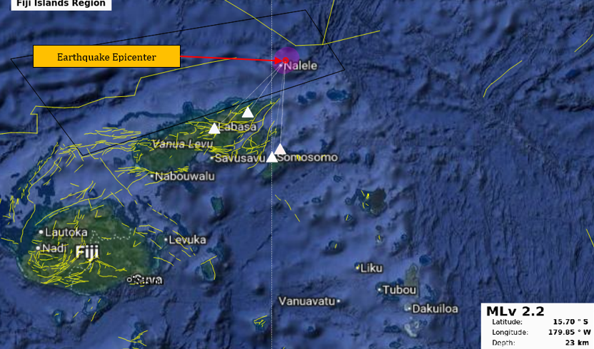 Earthquake Information bulletin issued.
Date: 15/11/2025
Time: 06:22:53 AM
Magnitude: 2.2
Depth: 23 km
Location: 10 km NNE from Nalele, Cikobia Island.
However, it does not pose any immediate tsunami threat to the Fiji region.