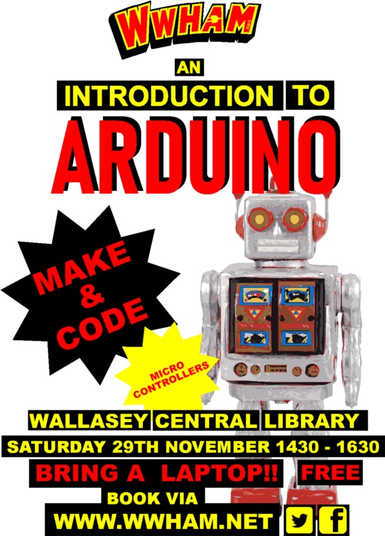 wwhamnet's tweet image. FREE Intro to Arduino workshop at @WirralLibraries Wallasey Central on Saturday 29th November @ 1430 til 1630.

Book via Eventbrite - eventbrite.co.uk/e/introduction…