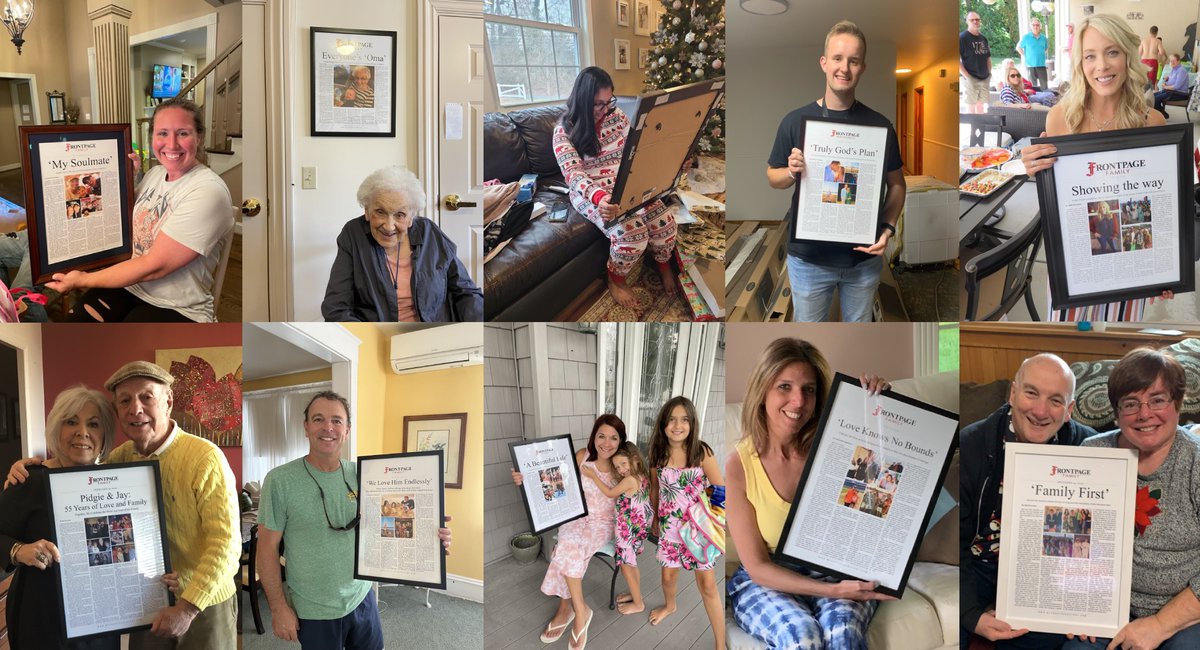 MyFrontPageGift's tweet image. When you shop small today, you join this incredible family of happy customers!

Every single story you see here was written and (and most framed) by our dedicated small team. Thank you for making these memories possible.

See why thousands of families trust our small business…