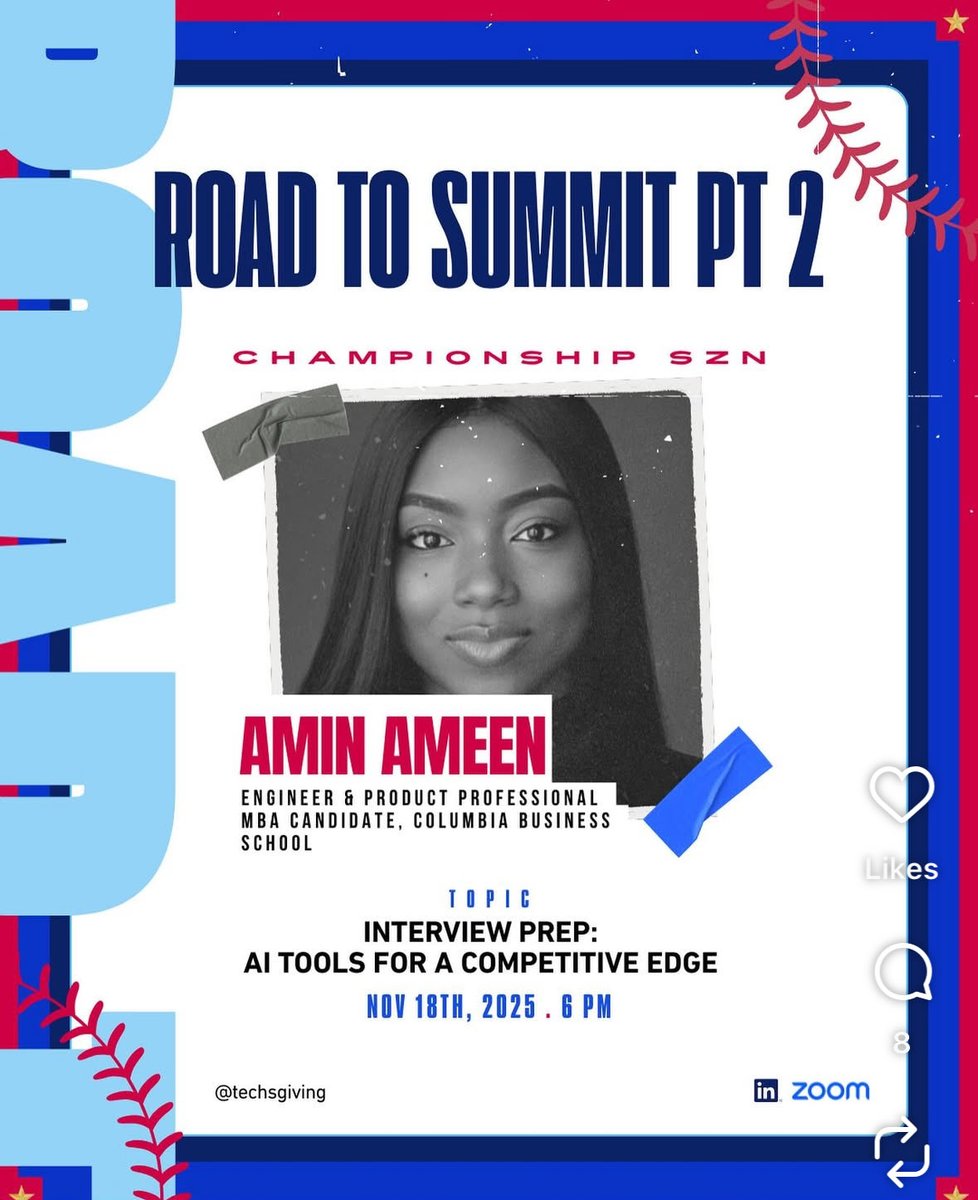 alpha_heat3's tweet photo. Need interview prep? Get ready with Amin Ameen @EveryThingNaArt, she’ll teach you the preparation and AI tool skills needed for a competitive edge in this job market. 

Sign up here: https://t.co/Igkx3NgLaW

#TGSummit25 #TGS25Ambassador https://t.co/mmLb5t9UnG