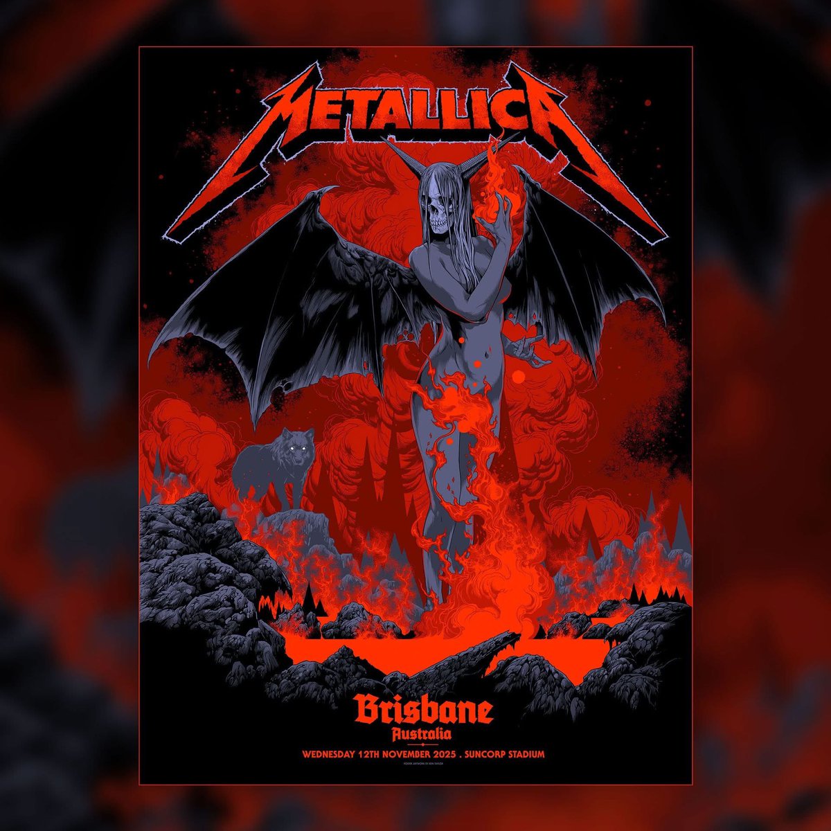 #Posters exclusivos de las fechas de #Metallica en Melbourne y Brisbane 🔥 arte a cargo de <a href="/kentaylorart/">Ken Taylor</a>