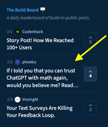 pheeboapp's tweet photo. Excited to be #2 in the @IndieHackers Build Board of the day together with some great products!

@codenhack1 
BorderPrep by @tomhan245 
@VoxingAi 
and many others!
check it out here: https://t.co/ldFCTf8d3q https://t.co/k9LysjAPDE