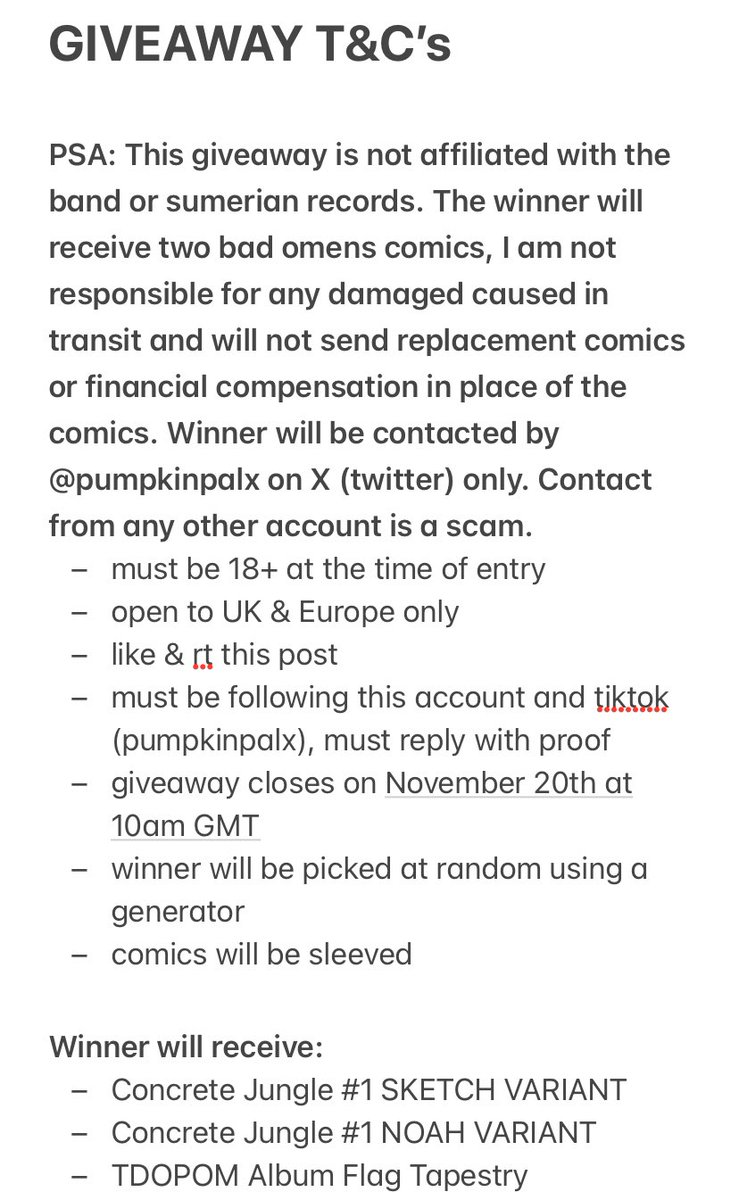 BAD OMENS GIVEAWAY 🎄🖤

as we enter the holiday season, i decided to do a little giveaway!

i will be giving away:

x2 bad omens comics
x1 TDOPOM tapestry

please read the image for entry info and T&amp;C’s (alt text available)

good luck! 🎄🫶🏻
