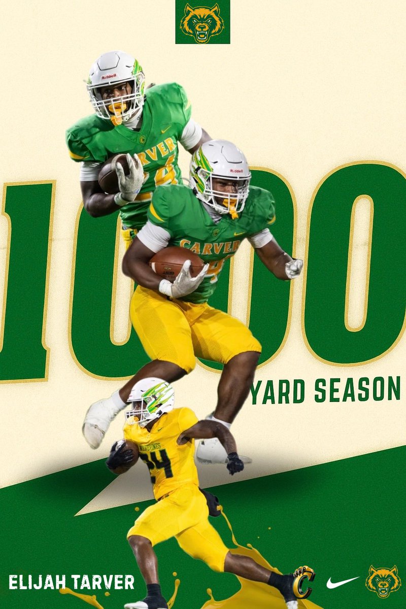 Another one joins the legacy…

Congratulations to Carver running back <a href="/Elijah10_/">Elijah”ISLAND BOY 🌴” Tarver</a> on surpassing 1,000 rushing yards this season.

Welcome to the club — the same legendary path walked by so many great backs who came through The West.
A standard built over decades…
