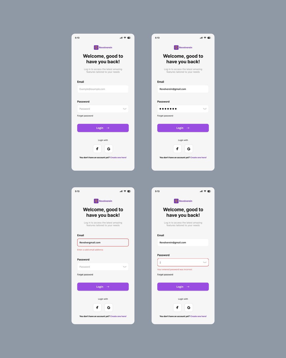 revolverein's tweet image. Day 3 of posting and putting my skill set out there till I land a job

Below is a login  screen in both dark and light mode WITH I PUT VALIDATION

#uiuxdesign #DailydesignChallenge
#uxprocess #Designportfolio #opentowork