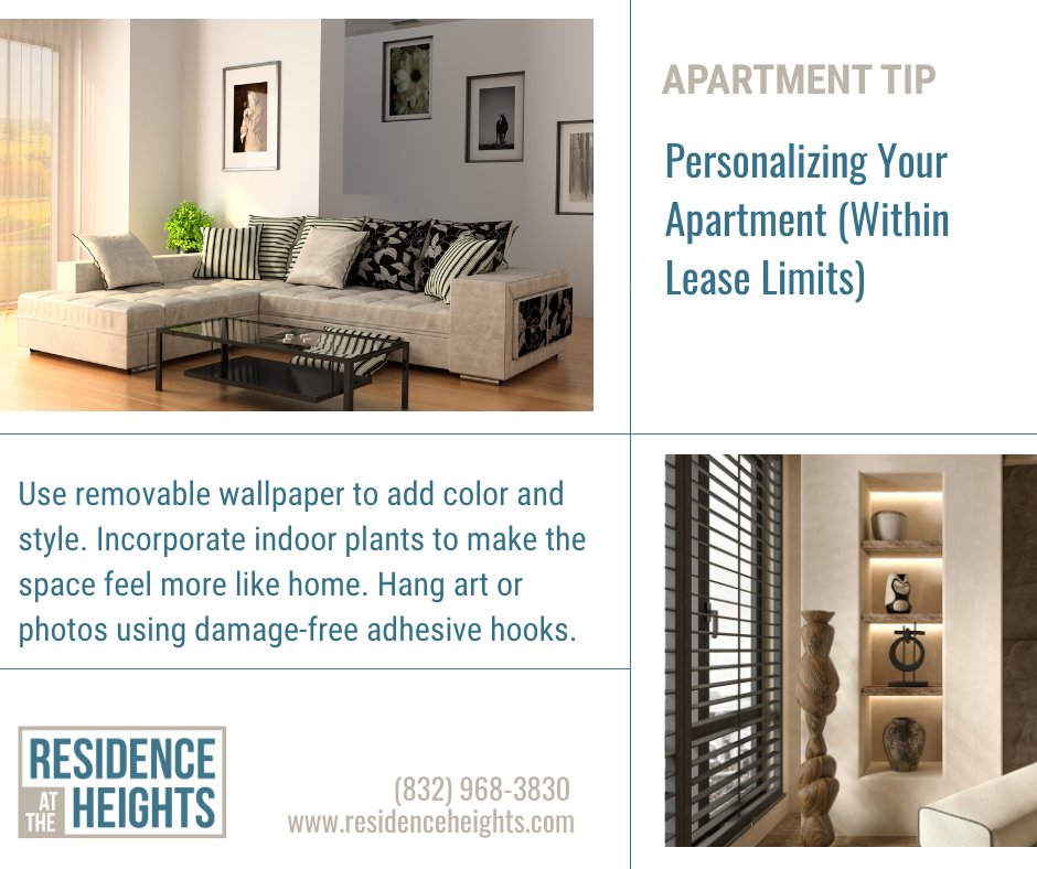 ResidenceHeigh1's tweet image. Bring your space to life with easy, renter-friendly upgrades—add color with removable wallpaper, cozy it up with indoor plants, and personalize it with art using damage-free hooks.

residenceheights.com

#ApartmentLiving#HomeDesignTips #SmartSpaces #EverydayLiving
