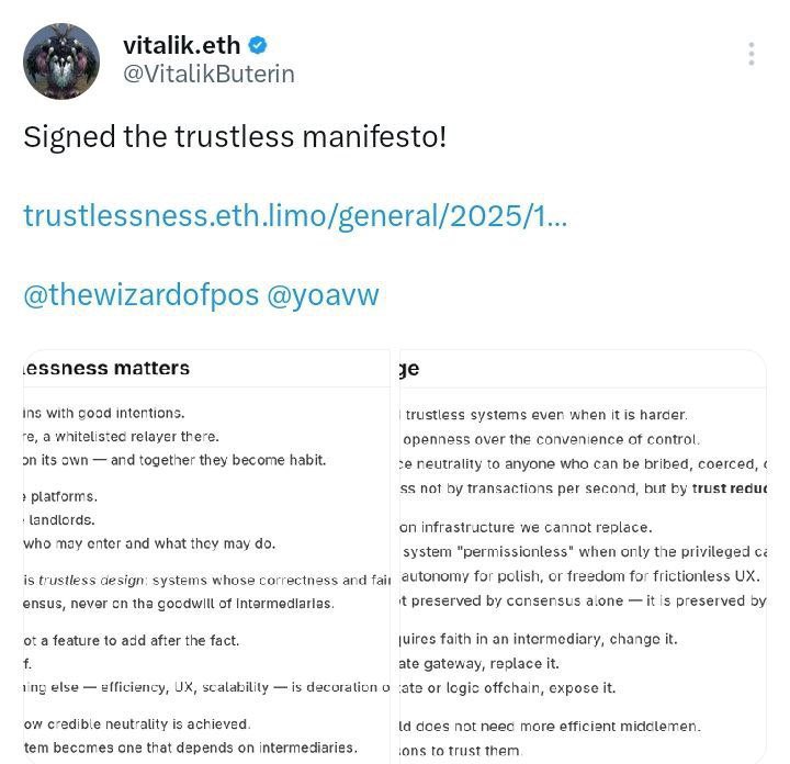 ZacMelody404's tweet image. #ERC20

Sign the Trustless Manifesto

Agree with him? Just sign it

Fee : 0.1 gwei (~$0.02)