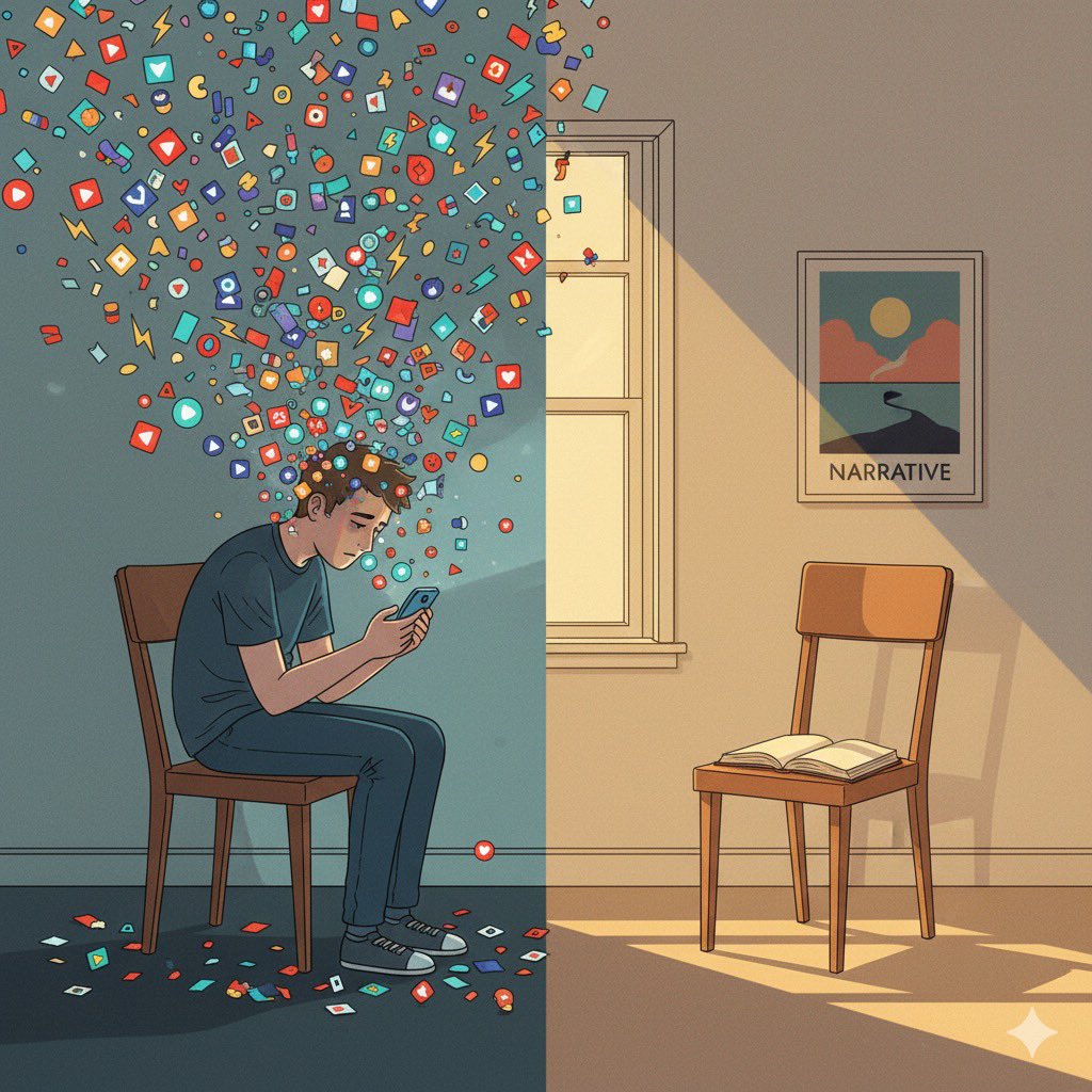 الإفراط في مشاهدة المقاطع القصيرة على تيك توك قد يضرّ بسلامتك النفسية.

٧١ دراسة على أكثر من ٩٨ ألف مشارك: كلما أكثر المراهقون والبالغون من مشاهدة الفيديوهات القصيرة، ازدادت صعوبات الانتباه وضبط النفس وارتفعت مستويات التوتر والقلق.

اقرأ كتابًا. شاهد فيلمًا. يحيا المحتوى الطويل